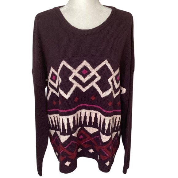 Old Navy Purple Geometric Knit Sweater‎  Women's size XXL - Picture 1 of 6